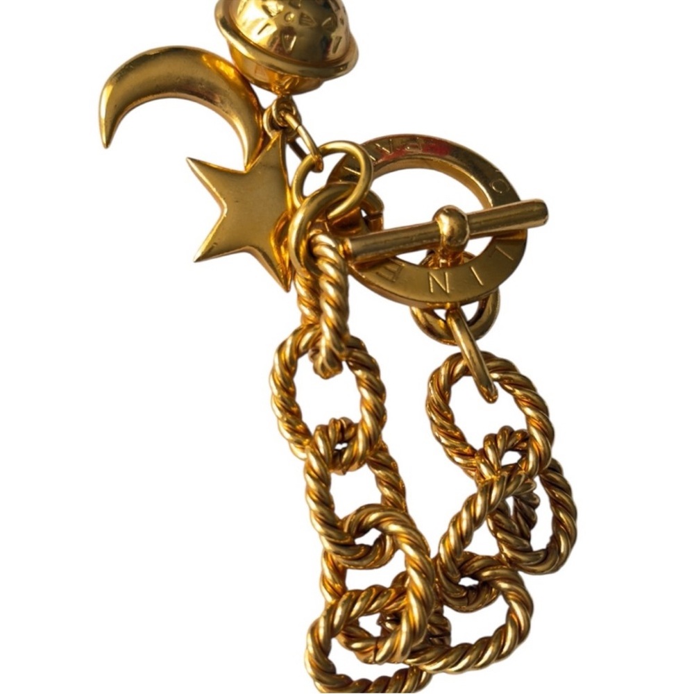 Celine Vintage Gold Tone Charm Bracelet Moon Star Toggle Rope Chain ✨Super Rare✨ - Picture 2 of 5